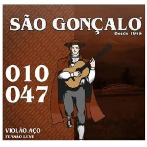 Encordoamento São Gonçalo Violão Aço Prata C/Bolinha .010(Tensão Média)